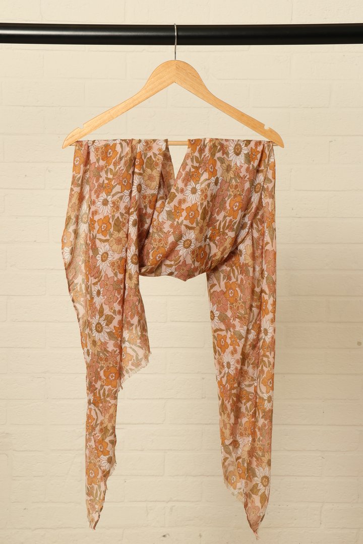 YELLOW GARDEN FLORAL PRINT SCARF