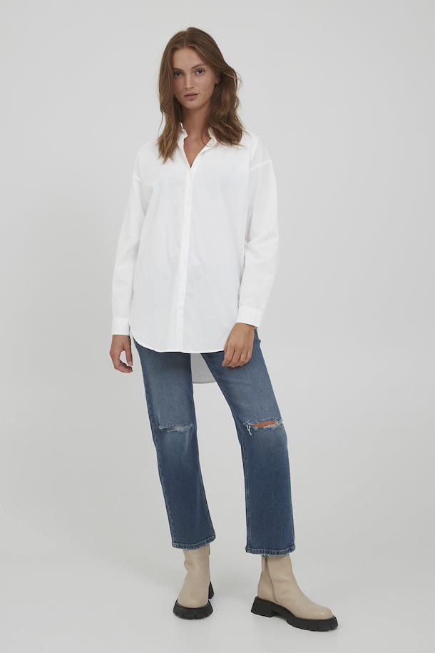 GAMZE LIGHT WOVEN BRIGHT WHITE SHIRT