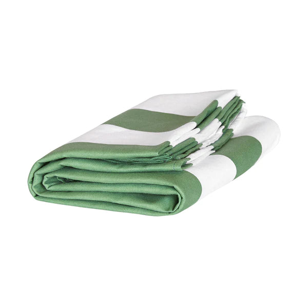 KHAKI GREEN CABANA QUICK DRY BEACH TOWEL