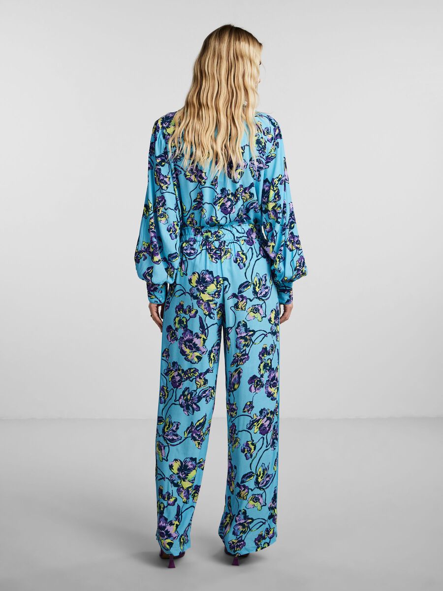 BLUE TOPAZ FLORAL TROUSERS