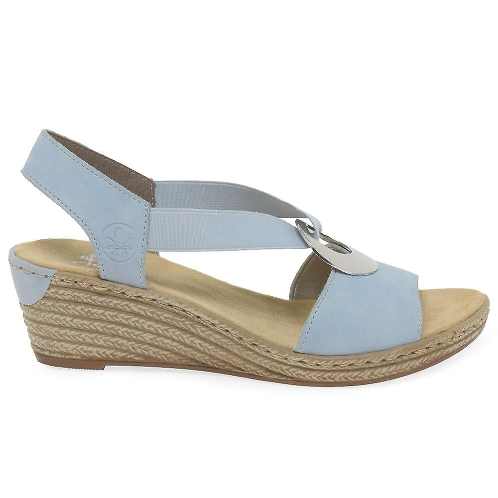 LIGHT BLUE ELASTICATED WEDGE SANDAL