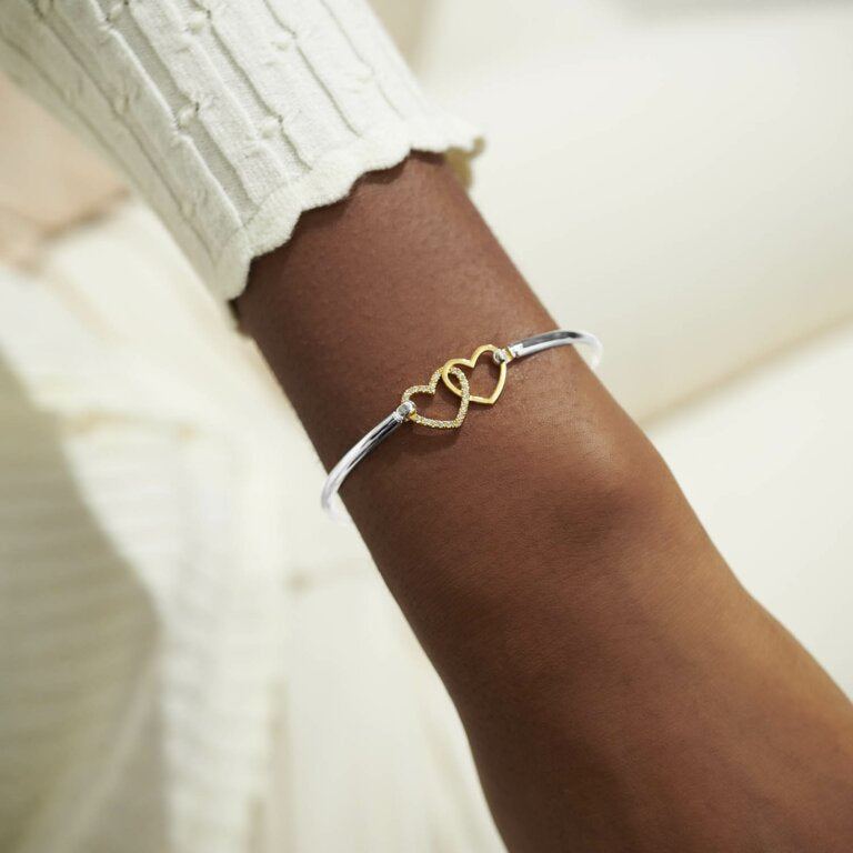 BRACELET BAR SILVER AND GOLD HEART