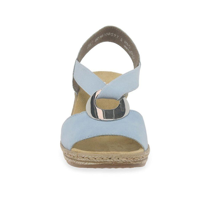 LIGHT BLUE ELASTICATED WEDGE SANDAL