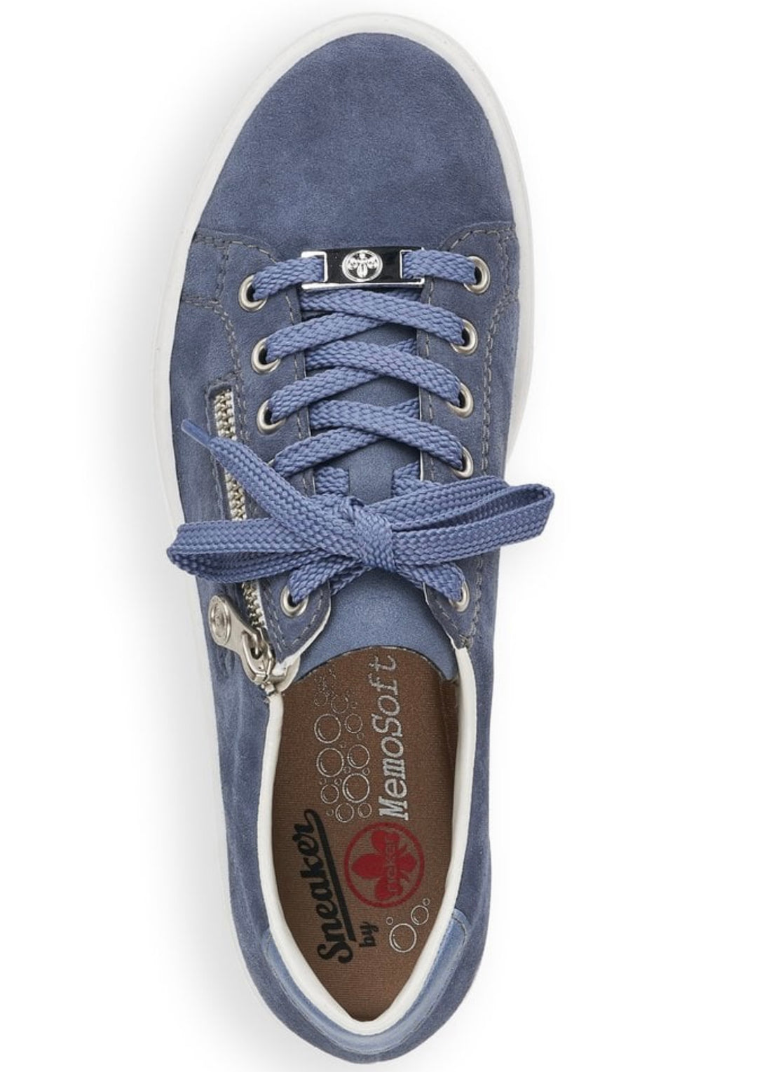 BLUE SUEDE ZIP DETAIL TRAINER