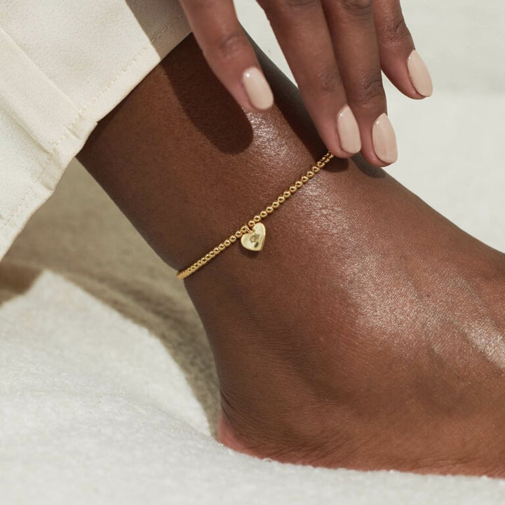 GOLD HAMMERED HEART ANKLET