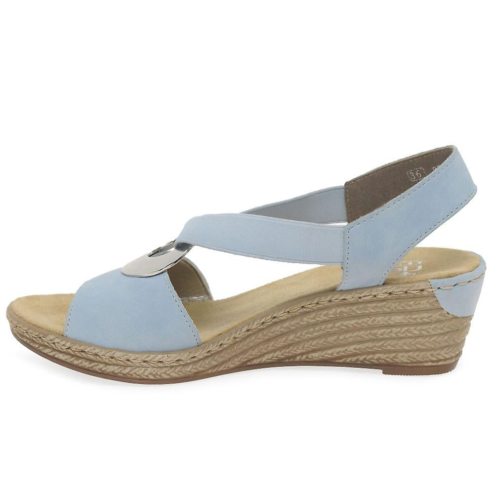 LIGHT BLUE ELASTICATED WEDGE SANDAL