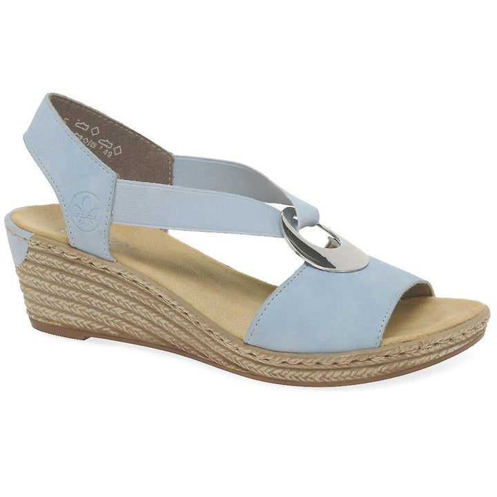 LIGHT BLUE ELASTICATED WEDGE SANDAL