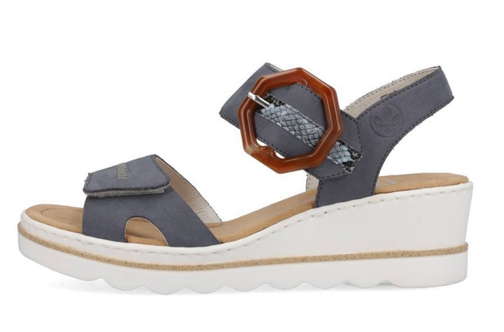 BLUE VELCRO BUCKLE WEDGE SANDAL