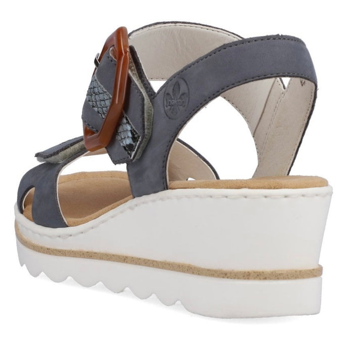 BLUE VELCRO BUCKLE WEDGE SANDAL