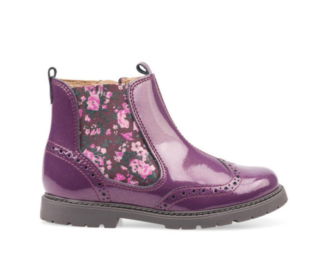 CHELSEA BLACKCURRANT GLITTER PATENT BOOTS